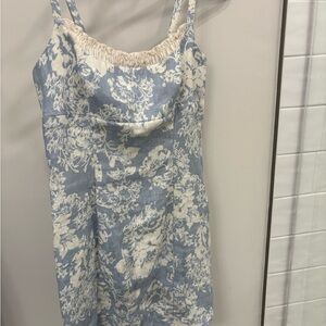 Reformation Blue and Cream Floral Chemise
